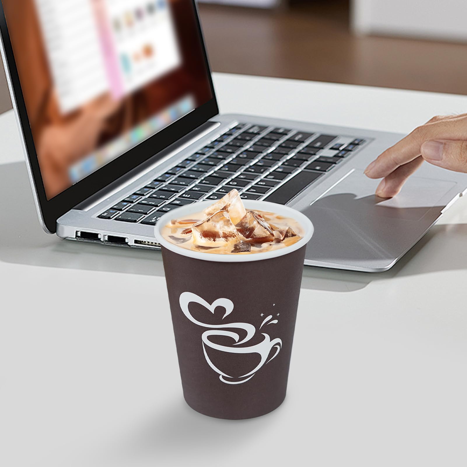 Disposable Coffee Cups - 300 Pack 12oz Brown -4