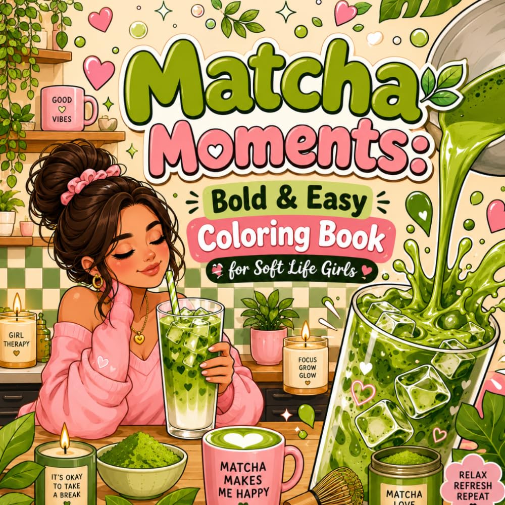 Matcha Moments: Bold And Easy Coloring Book (Soft Life Coloring Series)