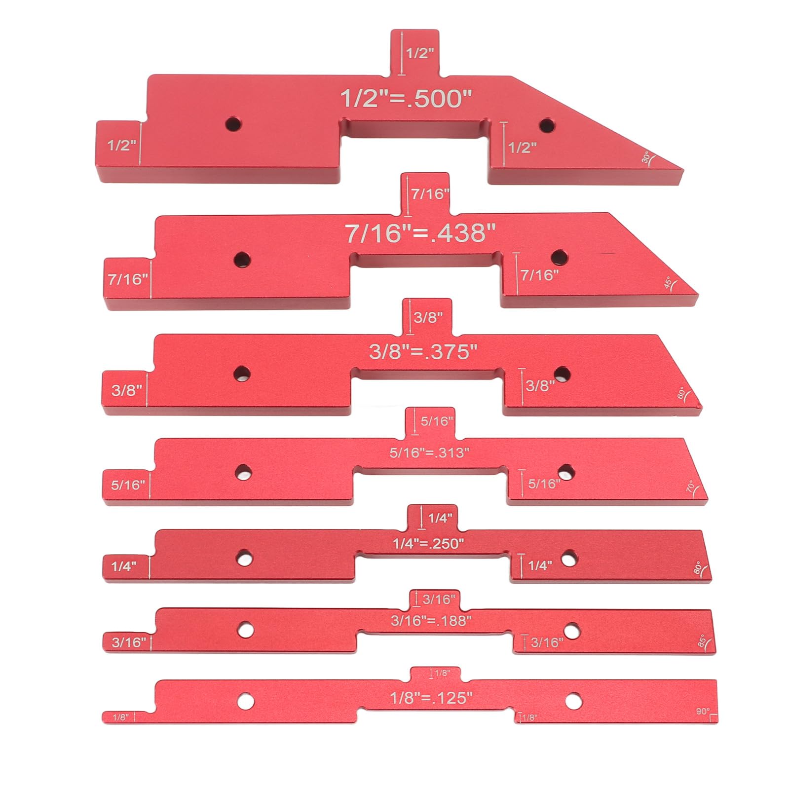 7-Piece Aluminum Router Table Setup Blocks - Height & Depth Gauge Set, 1/8" To 1/2" - View #4