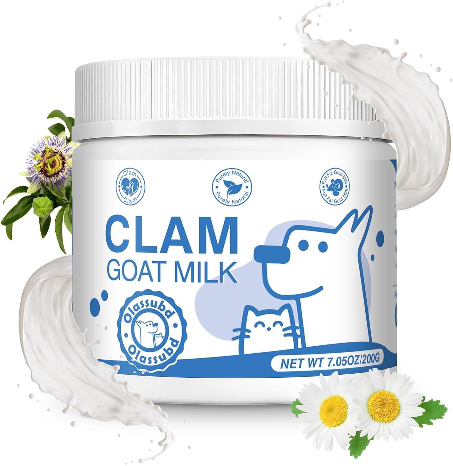 Goat Milk Powder Cat & Dog Calming Pet Goats Milk Calm Treats Anxiety Relief Contains GABA Designed for Pets with Anxiety Stress and Hyperactivity Supports Immune Skin and Bone Health