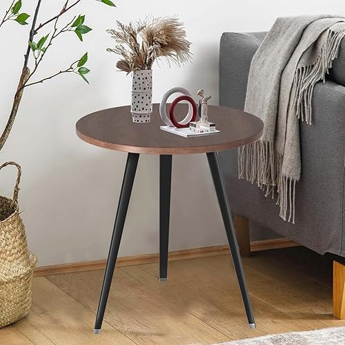 Miniatura 8 de Mesa de comedor redonda de madera moderna con patas de aluminio para cocina, sala de estar, mesa de café, ligera, autoensamblaje, 27.6 x 29.5