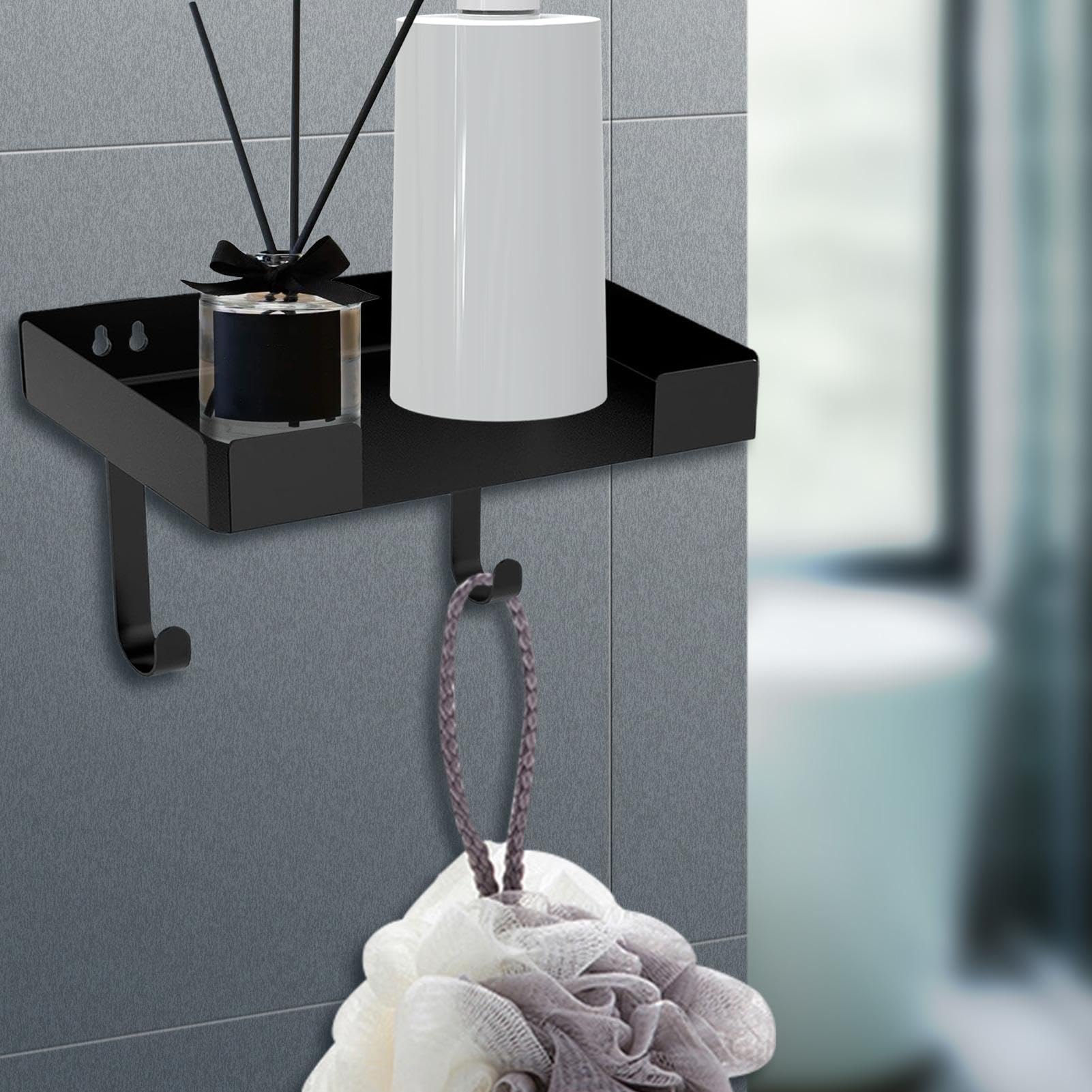 Supporto da parete in ferro, supporto da parete in ferro, elegante supporto per asse da stiro nero in acciaio – Supporto per ferro da stiro e asse da stiro con ganci, decorazione per la casa