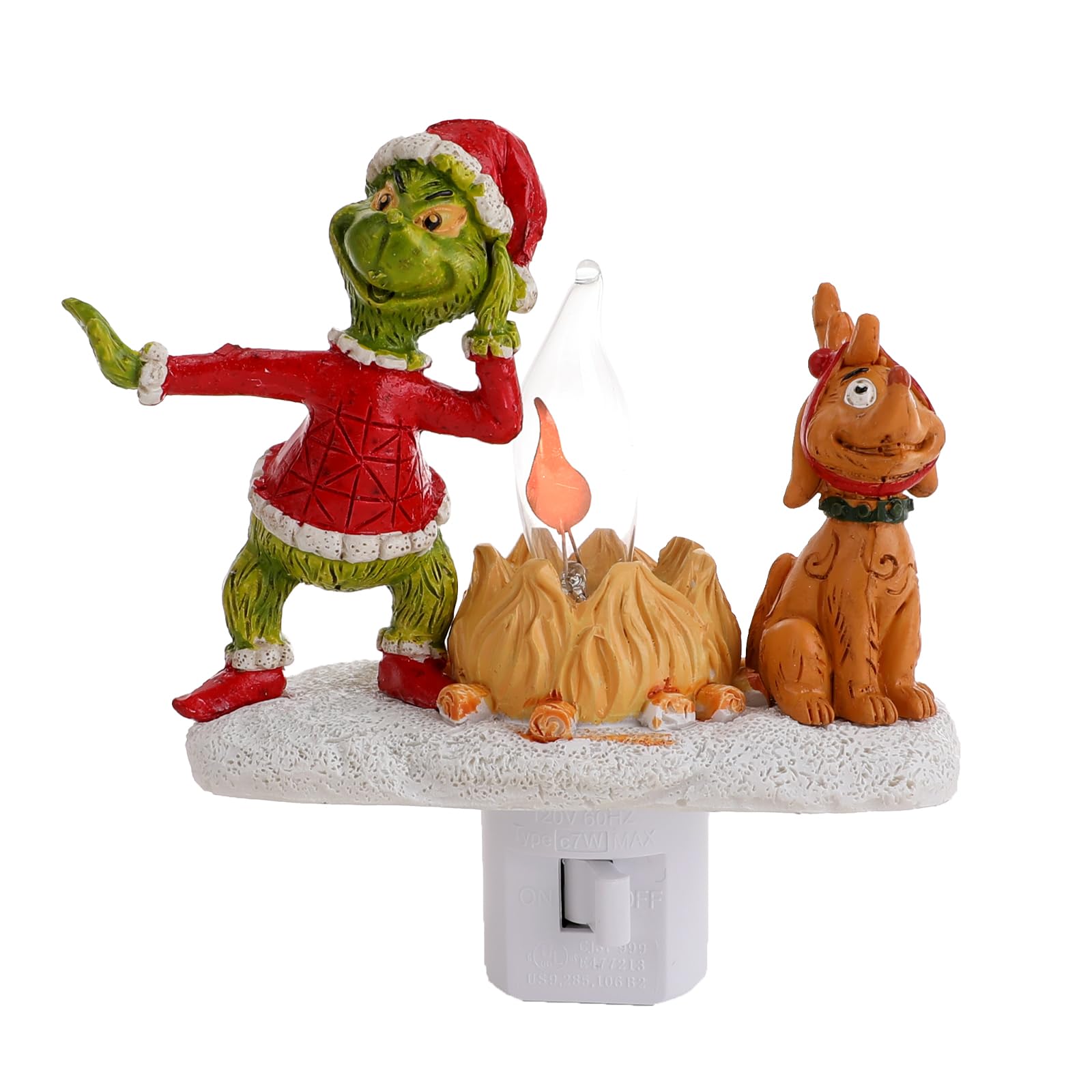 Christmas Campfire Flickering Night Light, Gnome Campfire Flicker Flame Nightlight, 3D LED Small Electric Faux Campfire Night Light, Holiday Indoor Decorations for Xmas