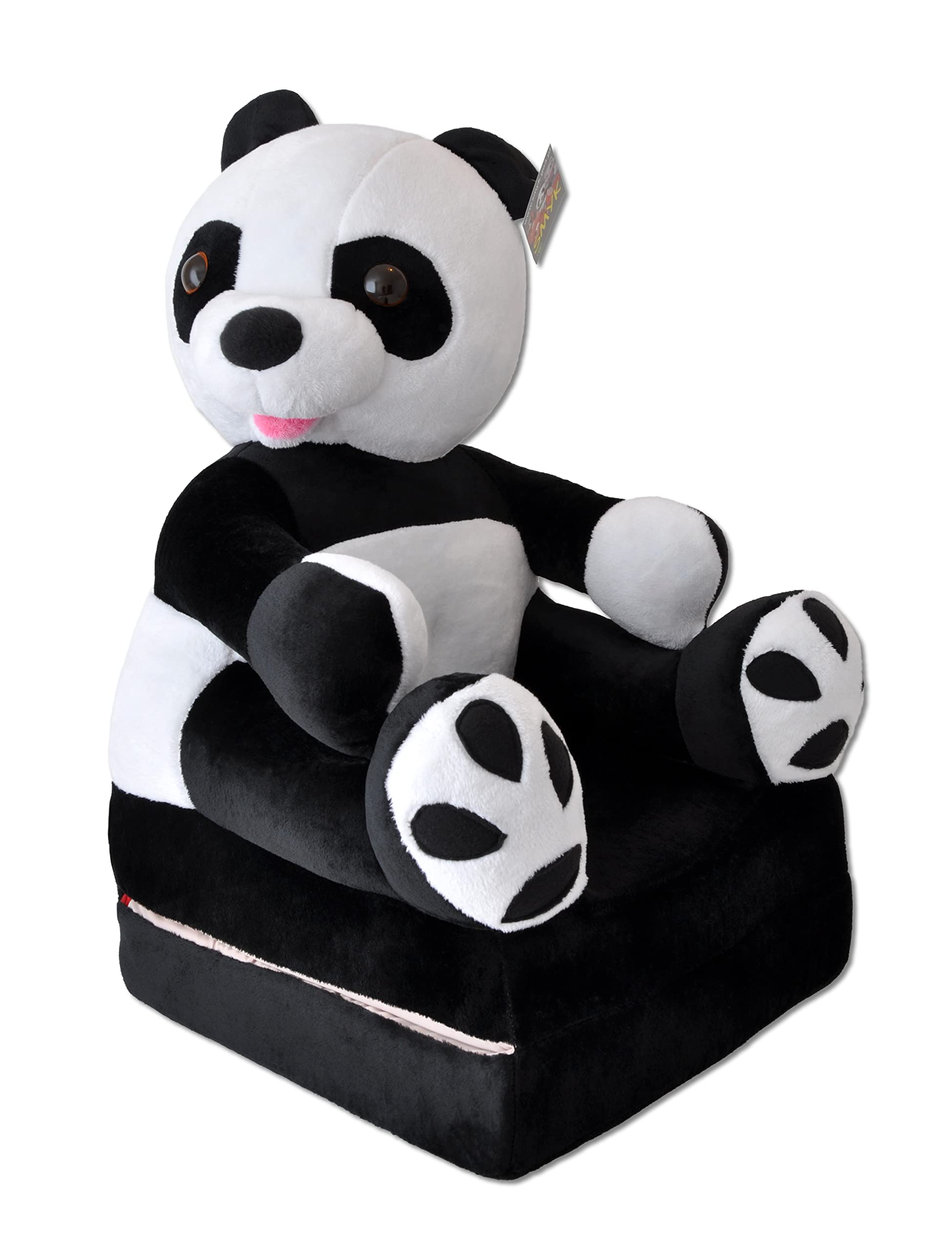 Poltrona Panda per Bambini 2 in 1 – Divanetto Pieghevole in Morbido Peluche, Poltroncina Apribile e Trasformabile per Cameretta
