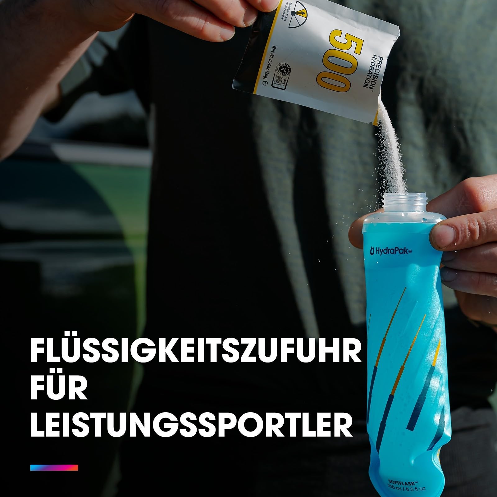 HydraPak SoftFlask 250 ml 2er-Pack – Komprimierbare Ernährungstrinkflasche – BPA-frei, leicht zu öffnende Verschlusskappe, faltbar, leicht