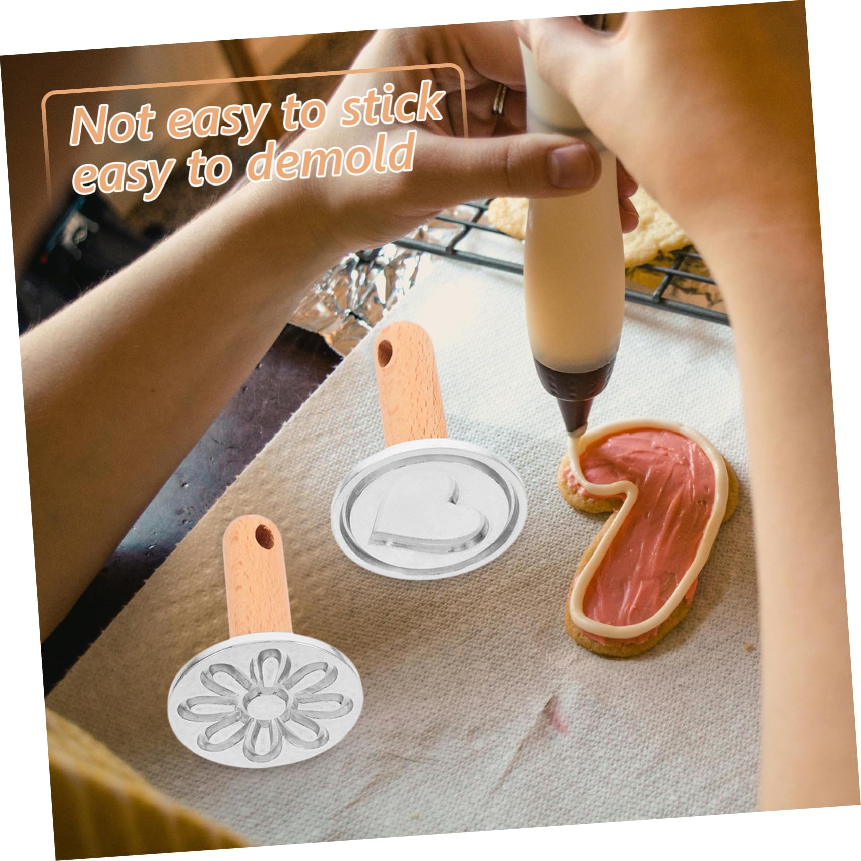Cabilock 5 Juegos 5 Juegos De Moldes Para Galletas Suministros Para Hornear Galletas Tipo Prensa Molde Para Galletas Molde Para Onigiri De Cocina Molde Para Galletas Con 2 piezas * 5