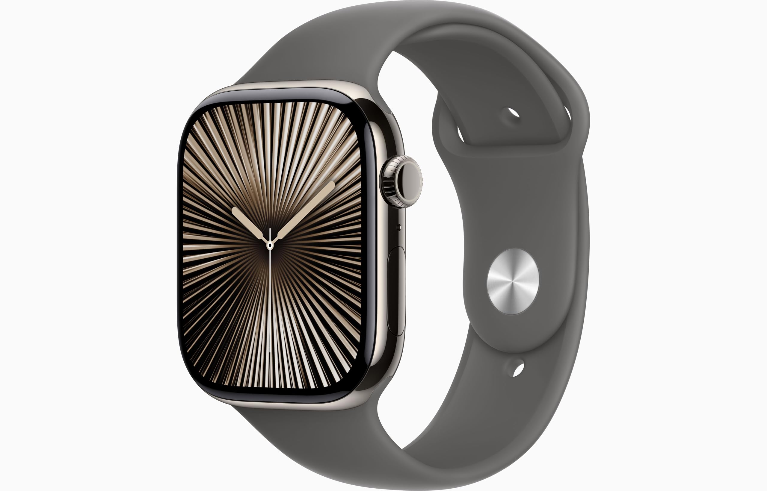 Apple Watch Series 10 [GPS, 42mm] - Natural Titanium Case with Stone Gray Sport Band, S/M (Renewed)