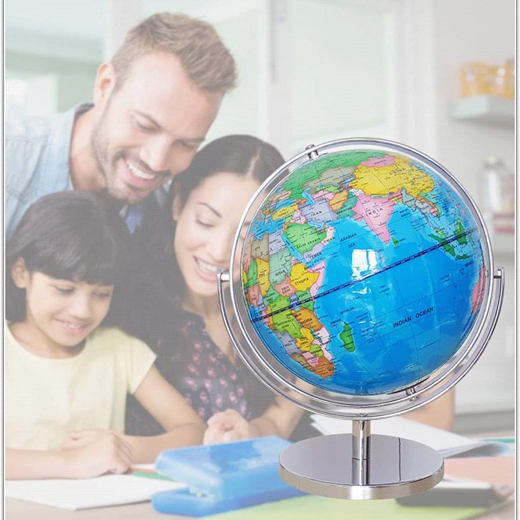 Globo terráqueo, Tierra Grande de 12,5 Pulgadas con rotación 720 ° y Soporte Metal Marcado Texto Claro(A 25cmb)