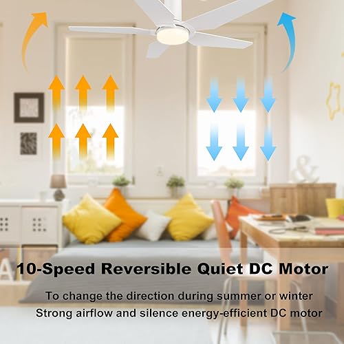 Miniatura 9 de Ventilador de techo de 52 pulgadas con luces, ventilador de techo para interiores y exteriores con control remoto, ventilador de techo inteligente