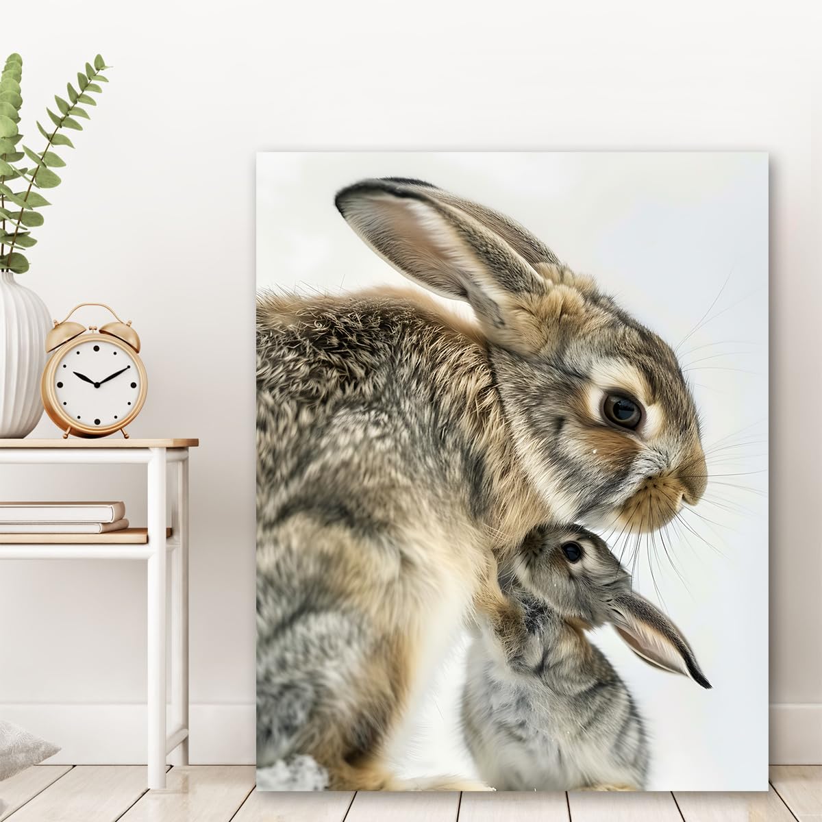 Via Vela Toile de bébé lapin peinture d’affiches rustiques d’animaux illustrations d’œuvres d’art animalier fresques de lapin mignonnes pour la chambre décoration de la chambre de bébé 70x90cm