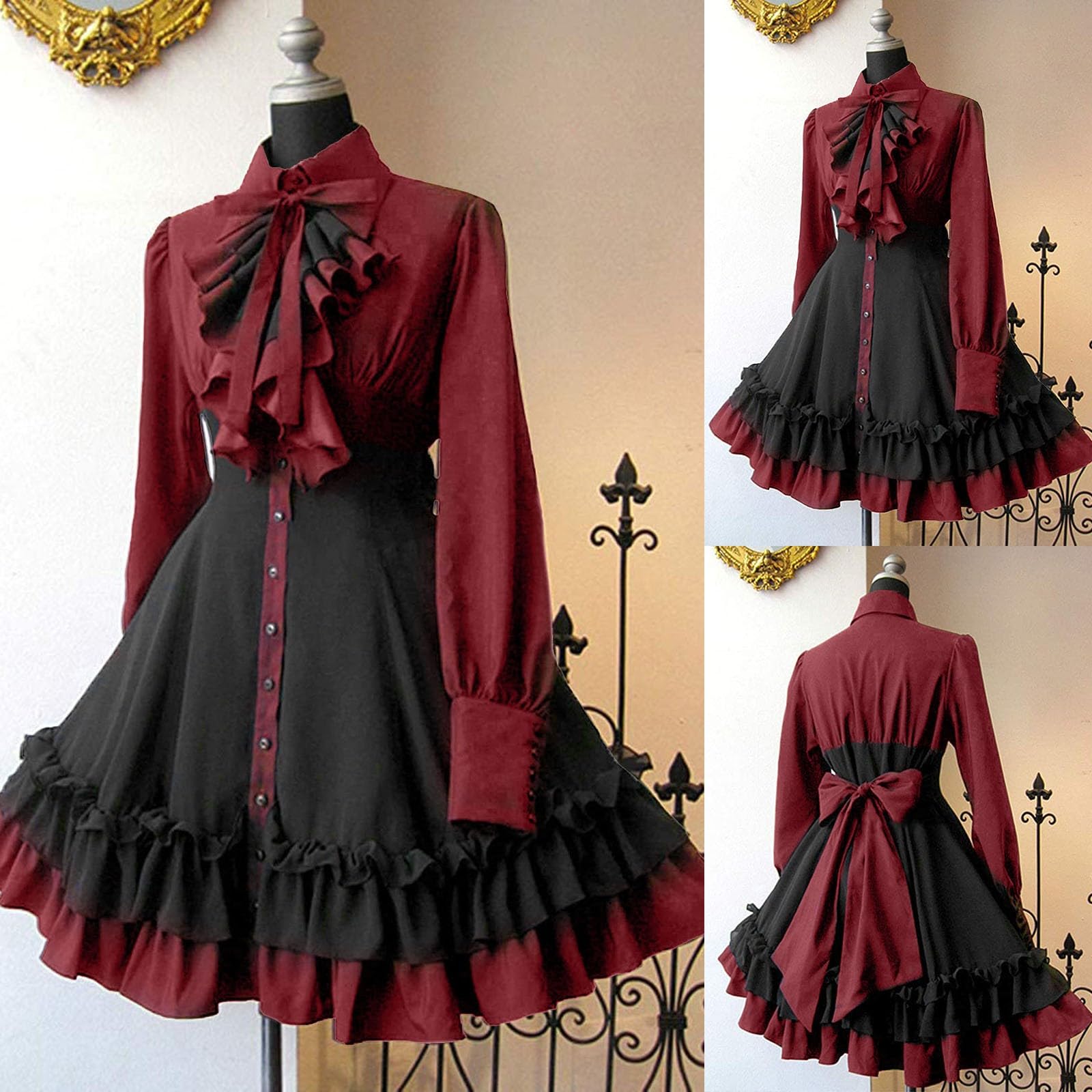 Nowa sukienka damska z rękawami trąbkowymi jednokolorowa, długa sukienka księżniczki, na cosplay, na bal, na imprezę, elegancka na uroczyste imprezy