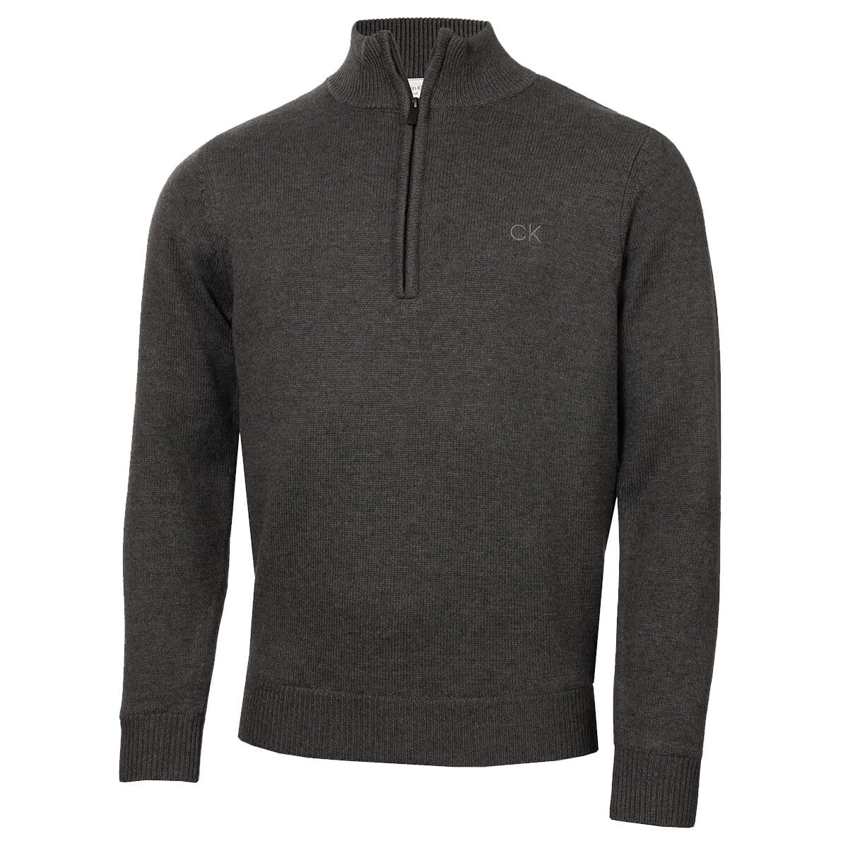 Calvin Klein Men's Charcoal Marl Lined Chunky Half Zip Sweater - Xxxl