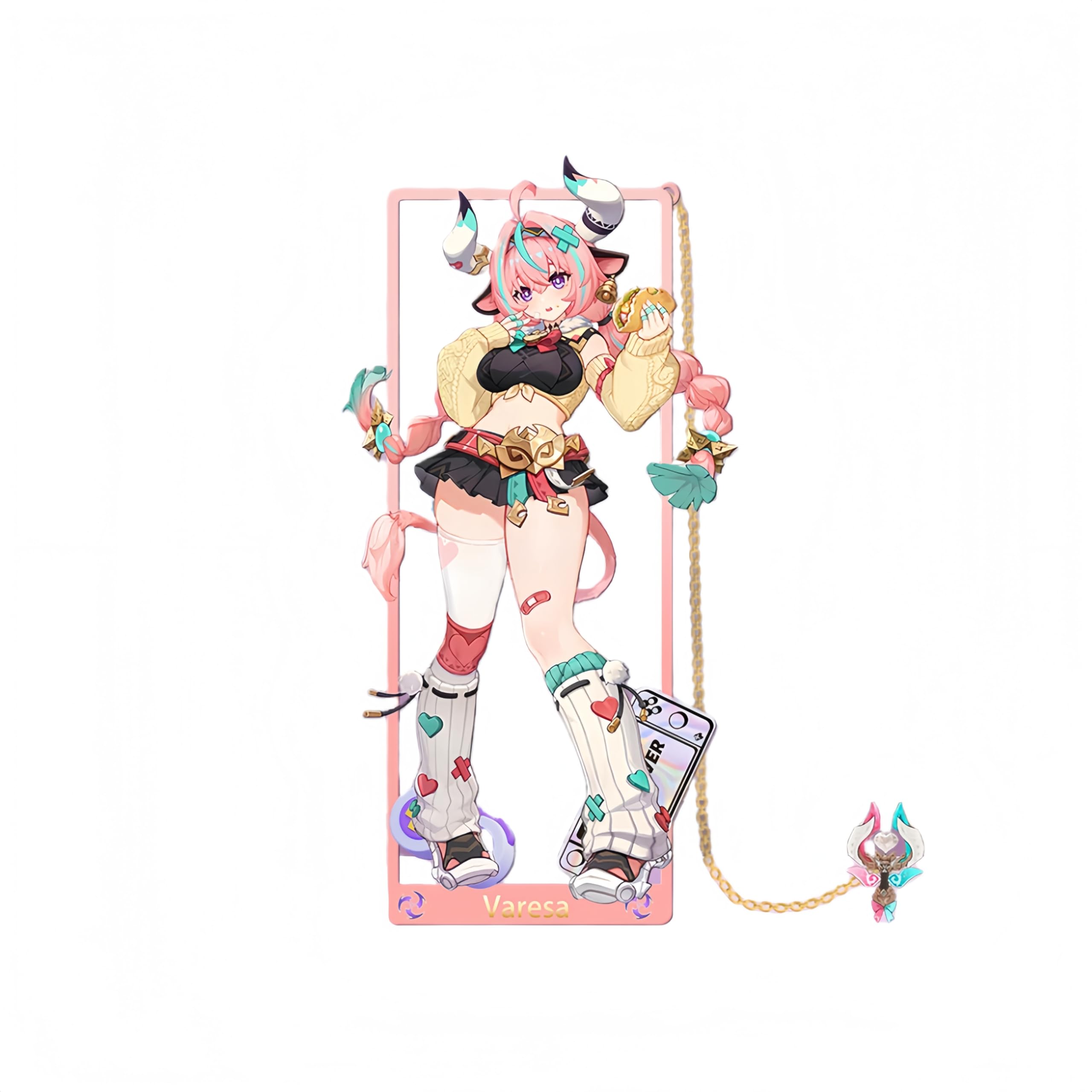 1PC Genshin Impact Natlan Characters Metal Bookmark Game Bookmark with Chain for Game Fans (Varesa) โ image 1