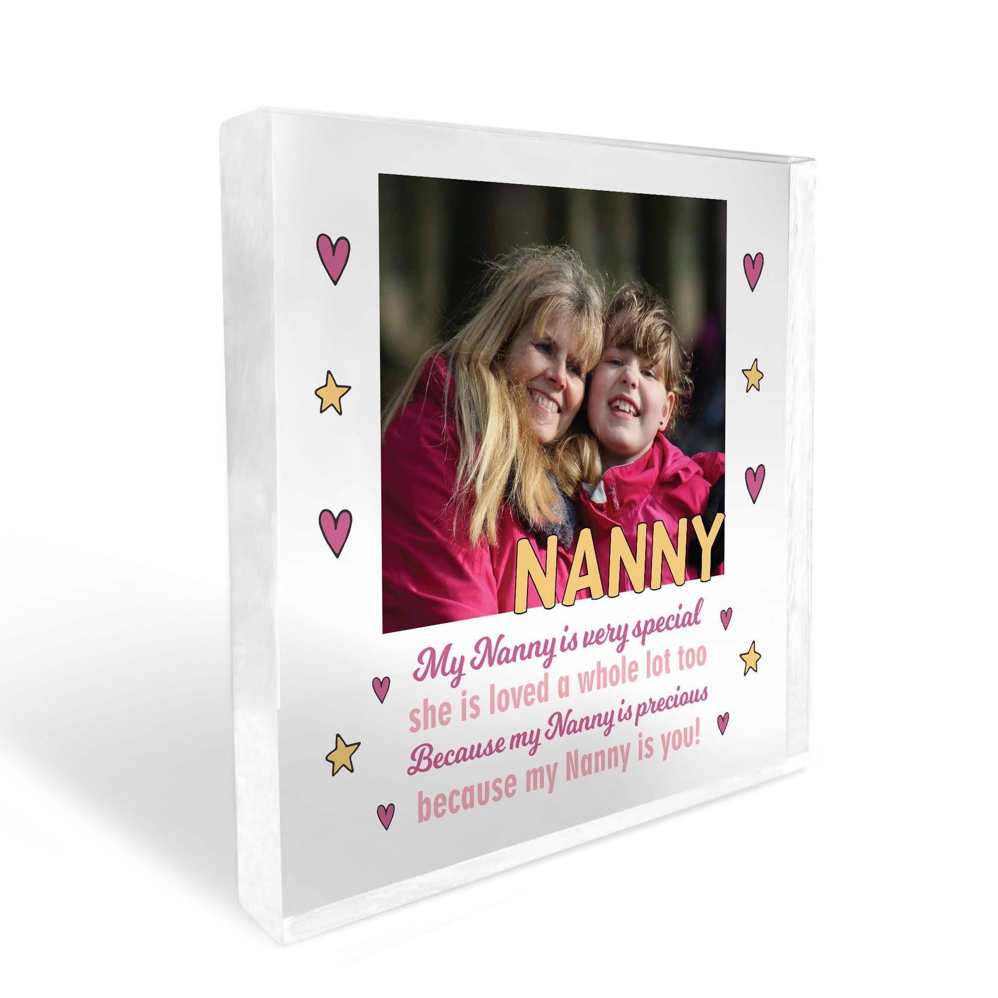 RED OCEAN Personalised Nanny Gifts For Christmas Birthday Photo Block Nanny Nanna Gift From Granddaughter Grandson Keepsake