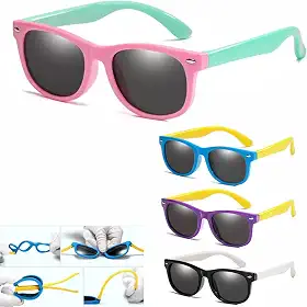 Óculos de Sol Infantil Unisex Proteção 100% UVA/UVB Lentes Polarizadas. Super Resistênte e Flexível, Não Quebra