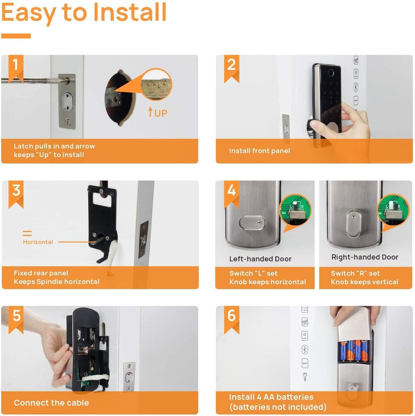 60% Off Discount Smart Deadbolt Keyless Entry Door Lock 5 in 1 Fingerprint Bluetooth APP Key Fob Keypad Digital Door Lock Security Front Door Work with WiFi Gateway and Alexa for Home Office Garage by Holify (Black)