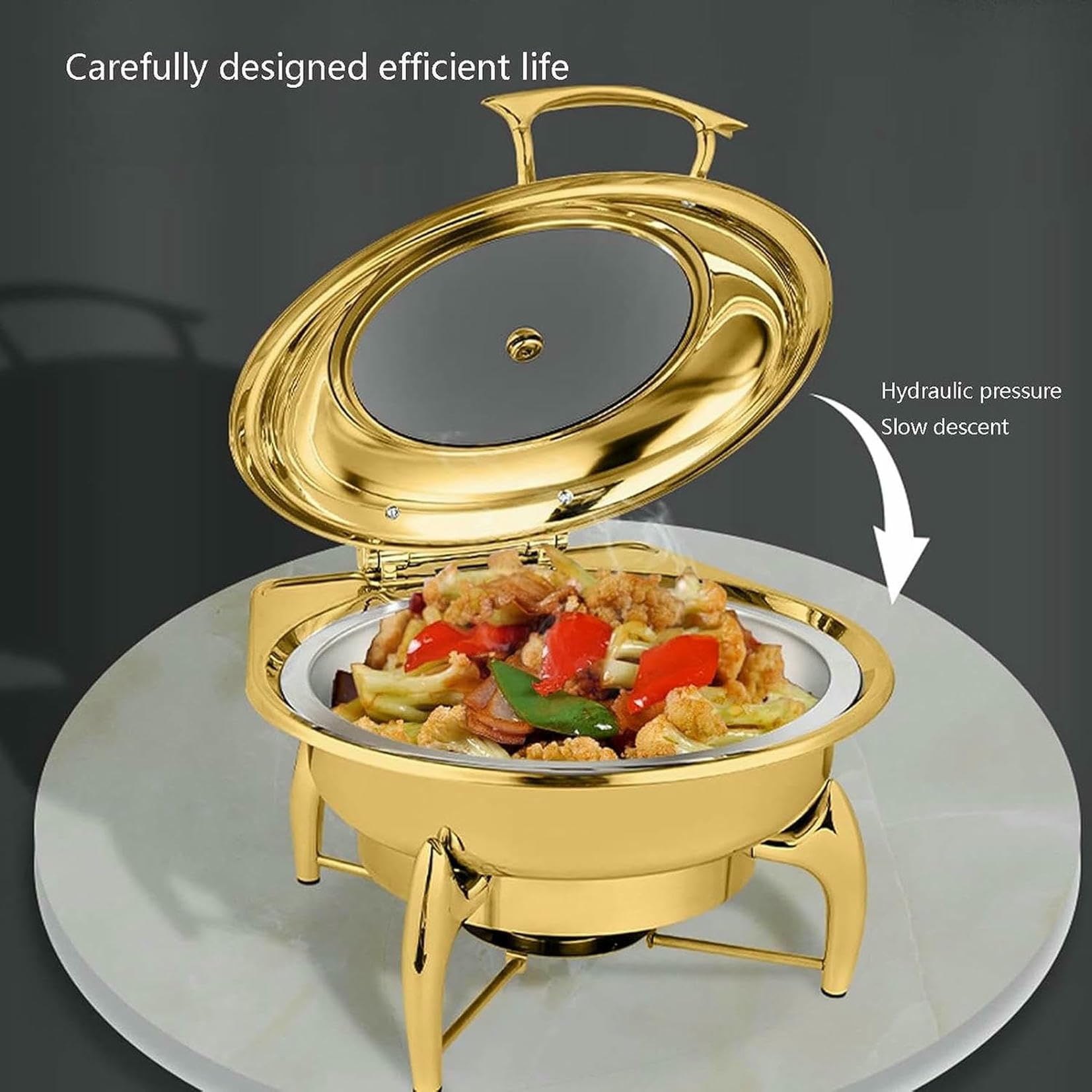 Chauffe-Plats pour événements Traiteur - Chauffe-Plats pour Buffet de fête, Ensemble de marmites rectangulaires à Couvercle Rabattable, marmites à Eau, poêles chauff,Silver-6L~/