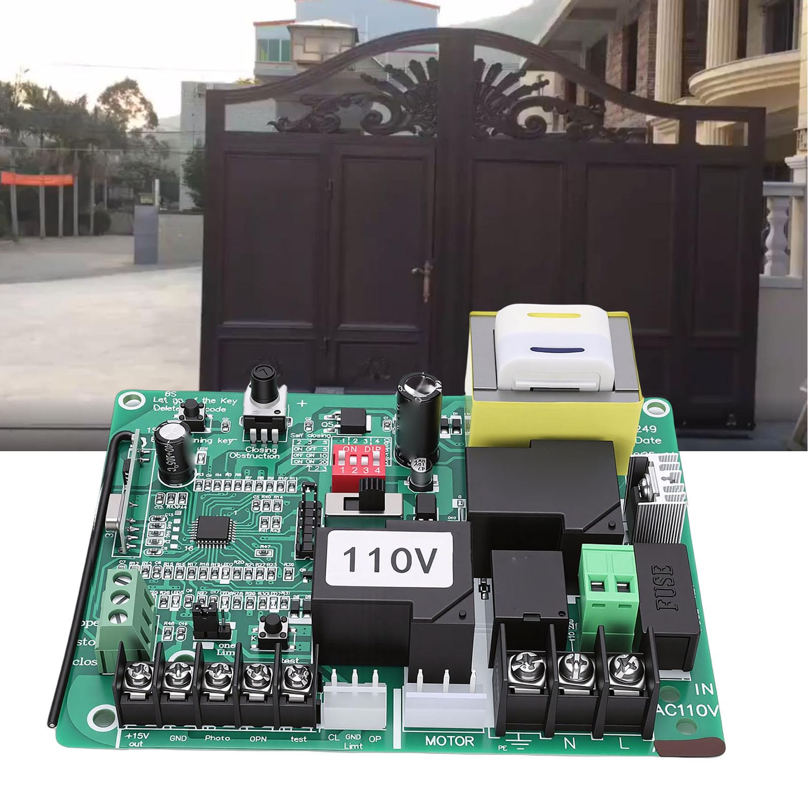 Circuit imprimé d'ouverture de portail coulissant avec télécommande (110V)