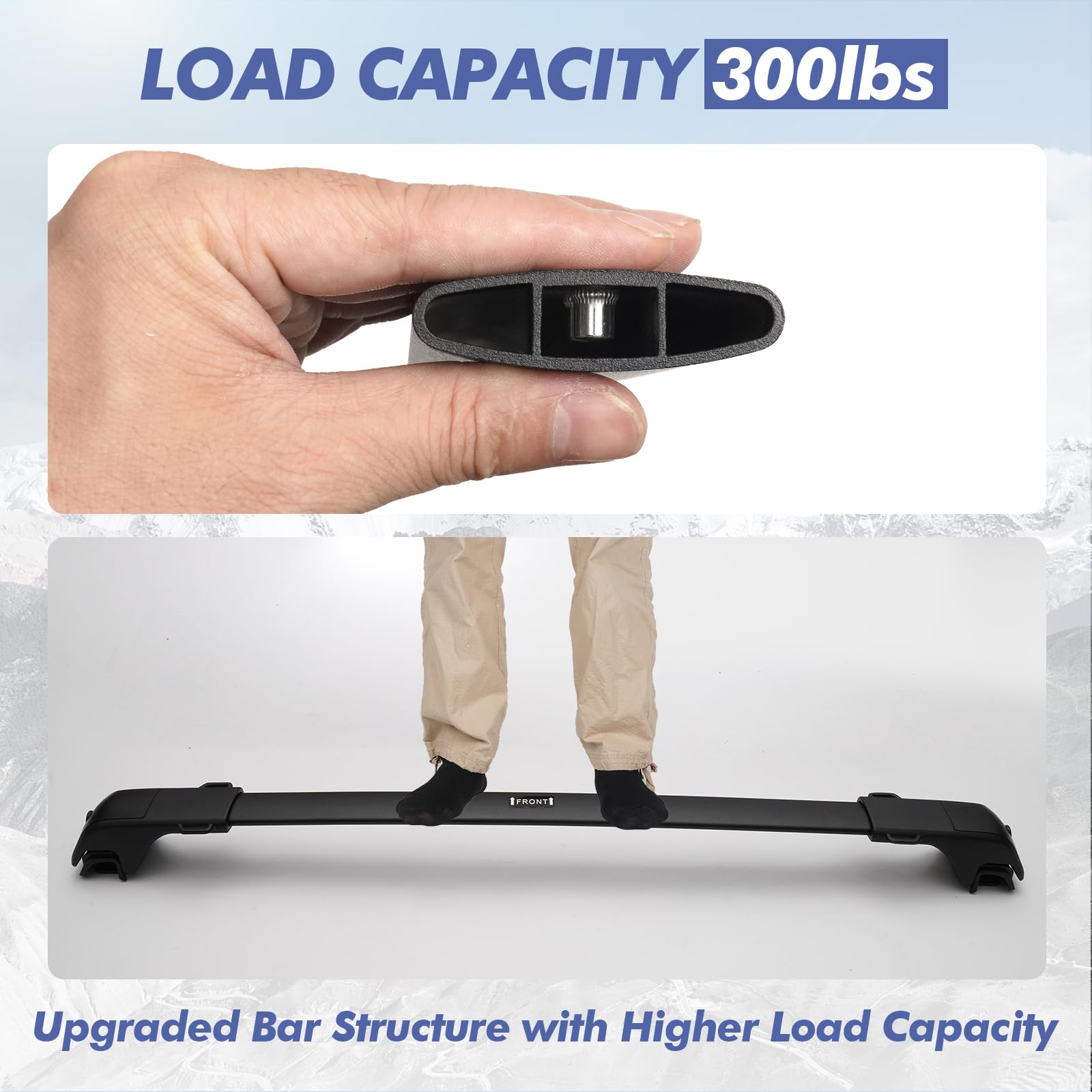 300LBS Lockable Roof Rack Cross Bars Compatible with 4Runner 2025 2026, Anti-Theft Design Heavy Duty Matte Aluminum Roof Rail Crossbars with Raised Side Rails, Rooftop Cargo Carrier Luggage — view 5