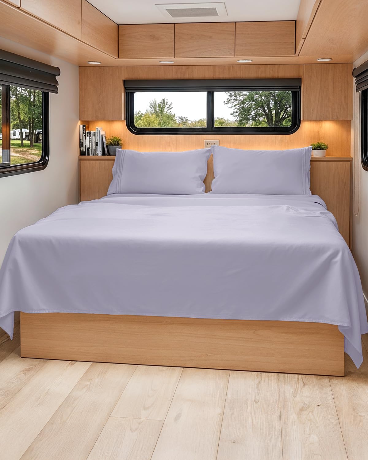 RV Short Queen Sheet Set 60 X 75 - 4 Piece RV Short Queen Bed Sheets - Soft, Breathable & Cooling - Designed for Bunks, Trailers & Campers - Fits 8” to 12" Mattress - Luxury Bedding - Light Lavender