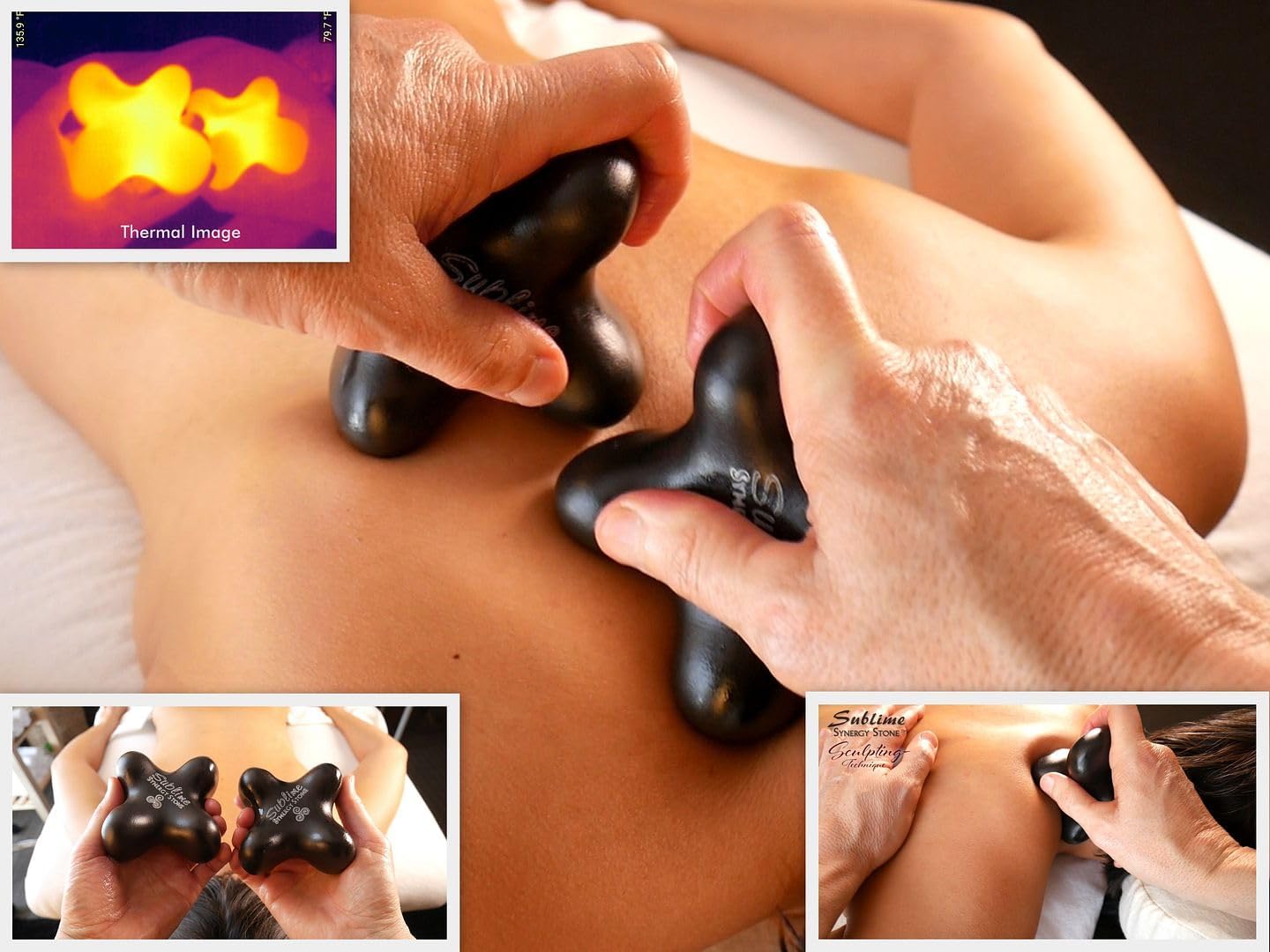 Sublime (Midnight Black)(Single) Synergy Stone Contoured Hot Stone Massage Tool Relaxing and Therapeutic for Neck, Back, Legs, Feet Ultra-Smooth for Massage on Skin with Oil or Over Clothes