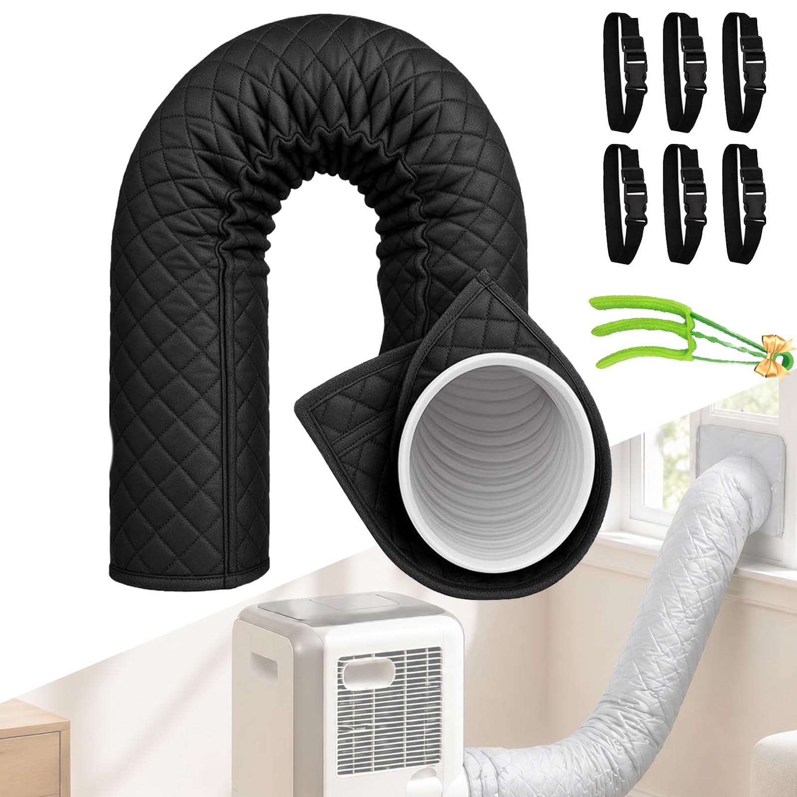 Glsayzu A 150X52cm Insulation For Portable Ir Conditioner Exhaust Hose, 2-Piece Universal Insulating Sleeve For Portable Ir Conditioners, Heat Protection & Energy Saving, For 12.7Cm & 15Cm Diameters (A)