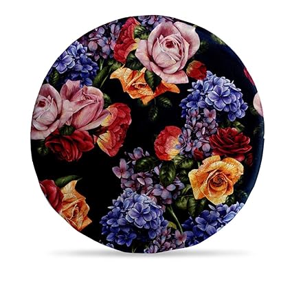 DreamVio Round Cushion/Foam Cushion Velvet Fabric Suitable for Wheelchair, Car Seat, Home, Outing Purpose (Multicolour, 14 x 14 inch) Design 42
