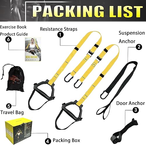 Miniatura 6 de Correas de entrenamiento de resistencia de peso corporal, kit completo de entrenamiento de gimnasio en casa para entrenamiento de cuerpo completo,