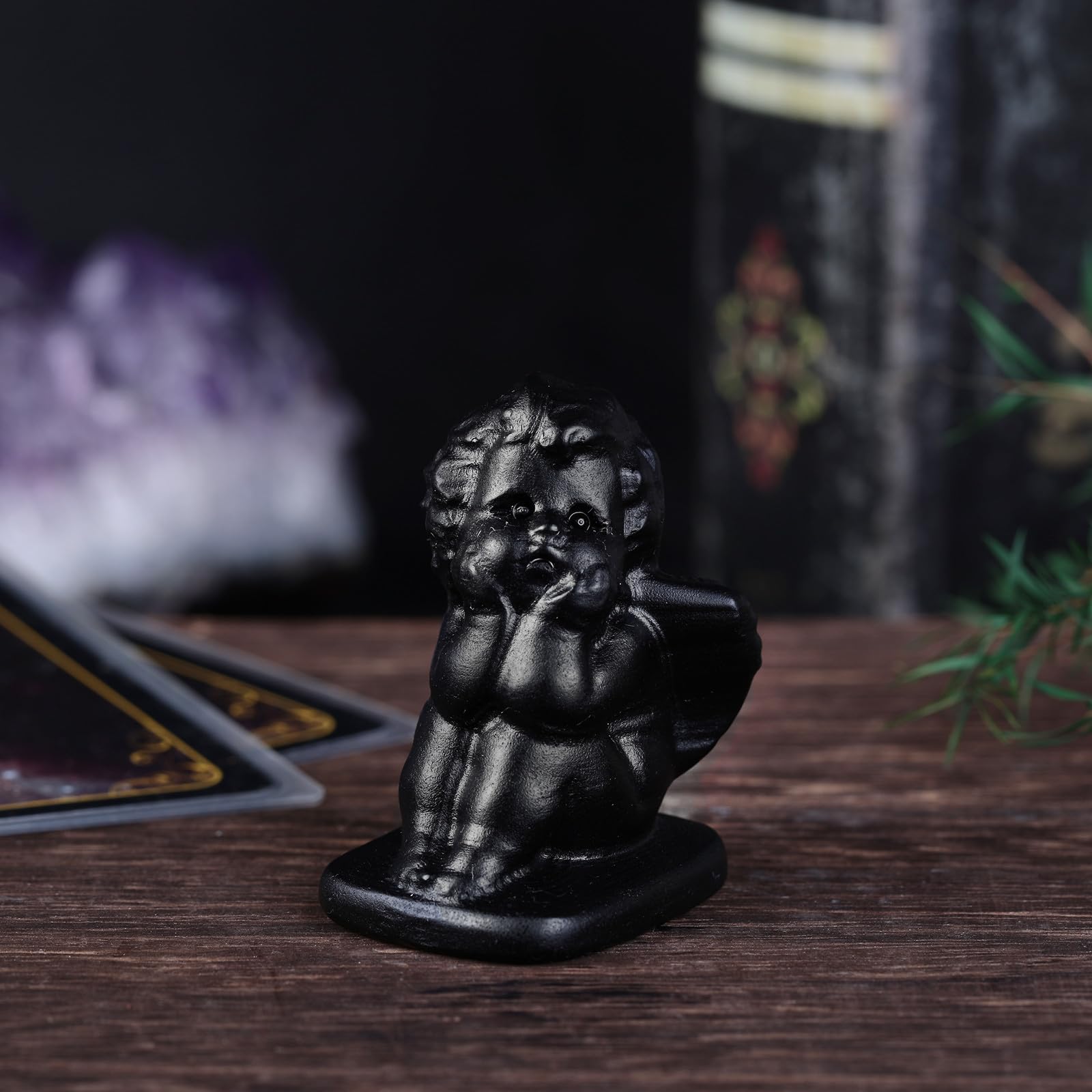 Nupuyai Carved Obsidian Baby Angel Statue - Image 4
