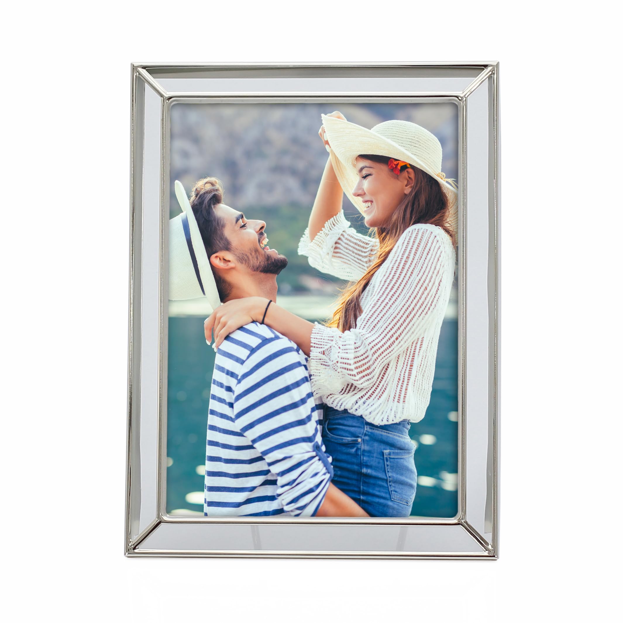 MIMOSA MOMENTS Silve-tone Plating Metal Floating Picture Frame, Fit for actual photo 4.5x6.5 with total profile size 5x7(5x7'',Silver)