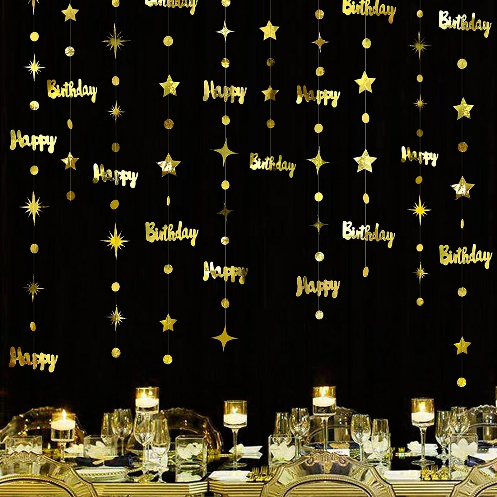 Decorazioni per ghirlande per 30° compleanno in oro rosa Numero 30 Cerchio Dot Twinkle Star Banner Metallico Appeso Streamer Bunting Backdrop per lei 30 anni Compleanno Trenta Anniversario Forniture