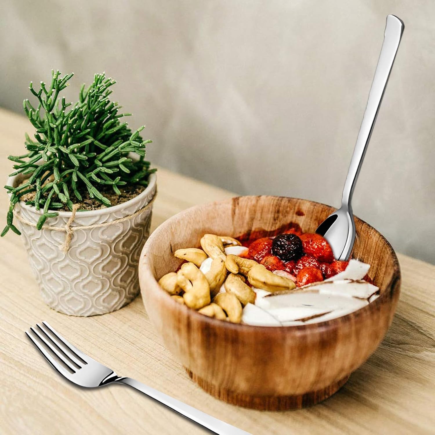 Fantasy Stainless Steel Cutlery Set - Set of 25 (Contains: 6 Table Spoons, 6 Tea Spoons, 6 Forks, 6 Knives, 1 Stand), Spoon Set, Cutlery Set for Dining Table Stylish, Silver