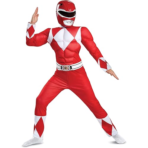 Disguise Red Ranger Muscle Costume, Official Power Rangers Costume with Mask