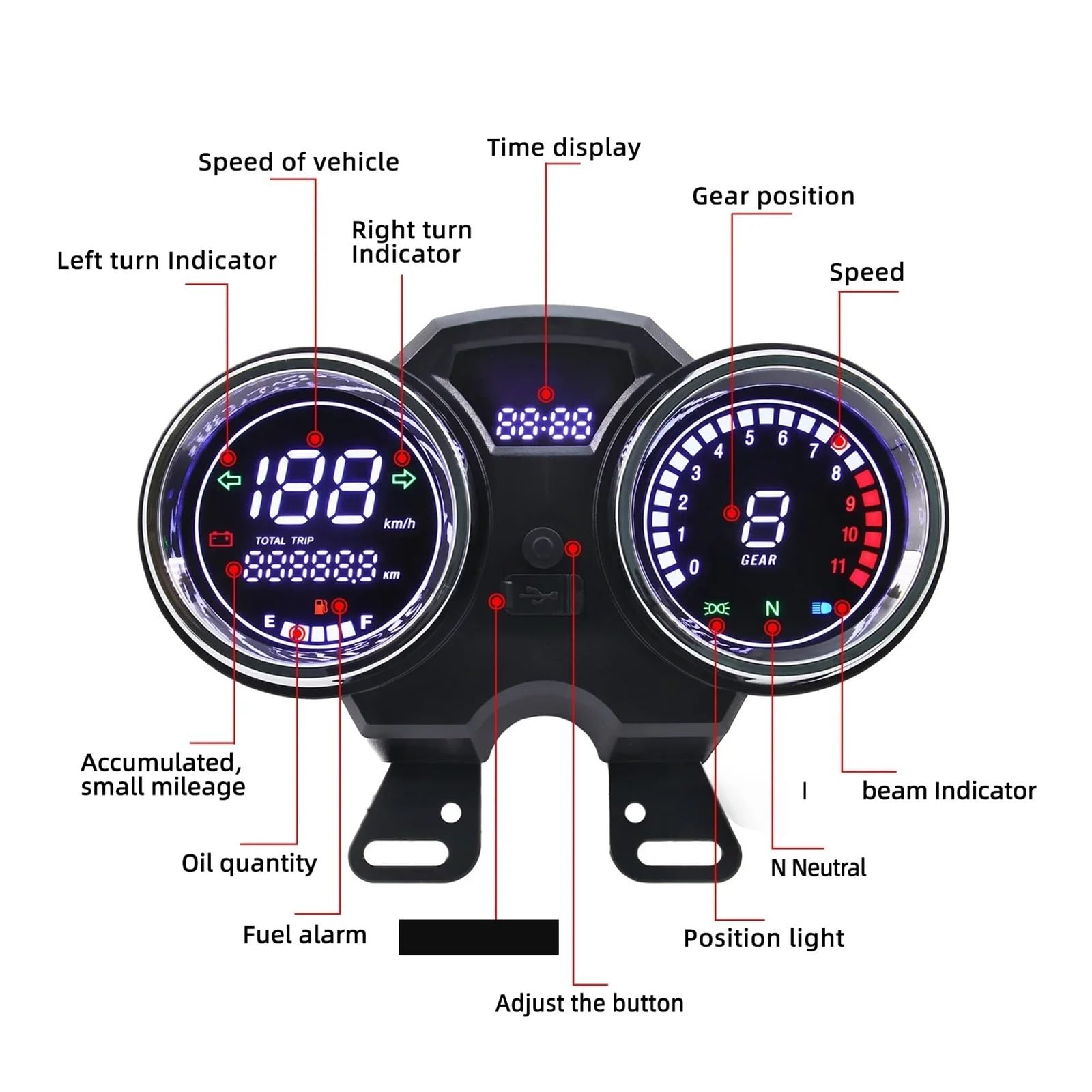 Universal Motorcycle Digital Speedometer Speedometer Tachometer