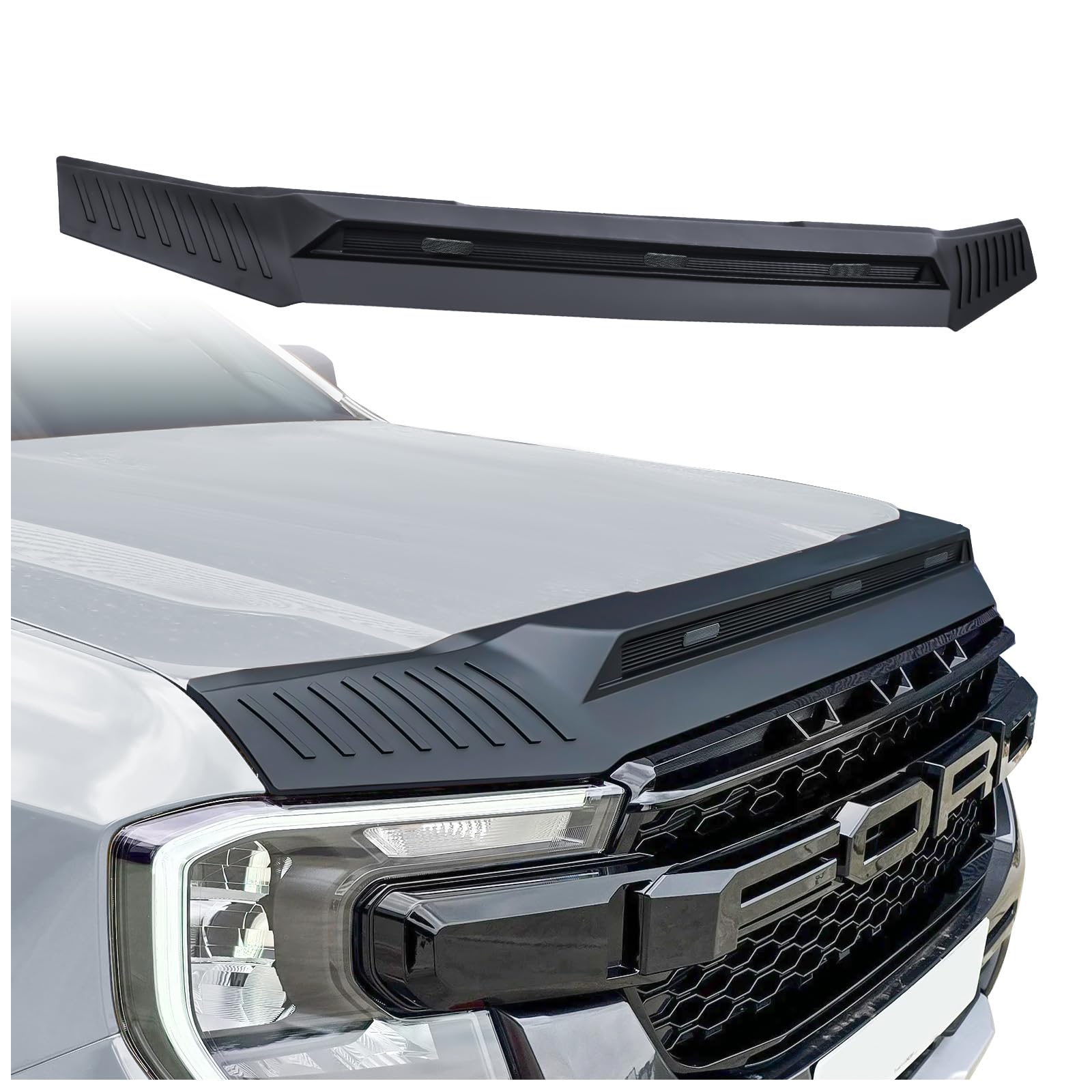 Protezione per cofano in ABS per Ford Ranger 2023-2024-2025 T9 Raptor Wildtrak X Platinum Wildtrak Limited Protezione per cofano e insetti deflettore