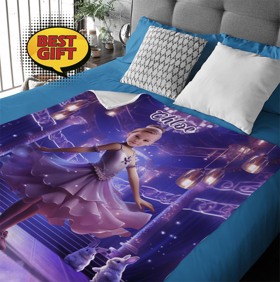 Factory4me Custom Throw Blankets, Picture Blankets Personalized Gift Ideas for Birthday, 50 x 60 Customized Blanket Photo, Ballerina Gifts for 11 Year Old Girls, Ideas for Young Women KC38