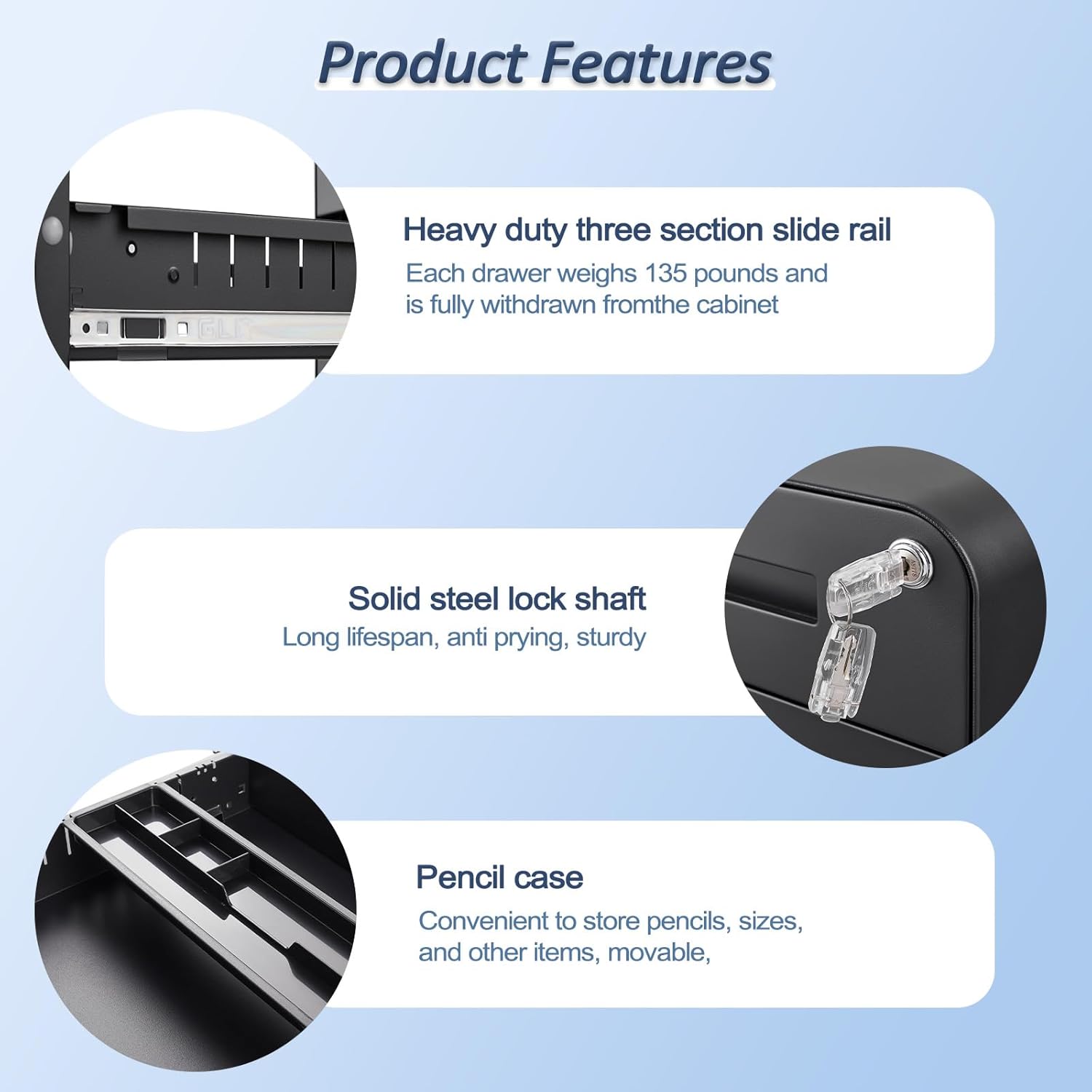 3 Drawer Mobile File Cabinet with Lock, Under Desk Storage Filing Cabinet for Home Office, Small Rolling File Cabinet for Legal, Letter and A4 Files (Black2)