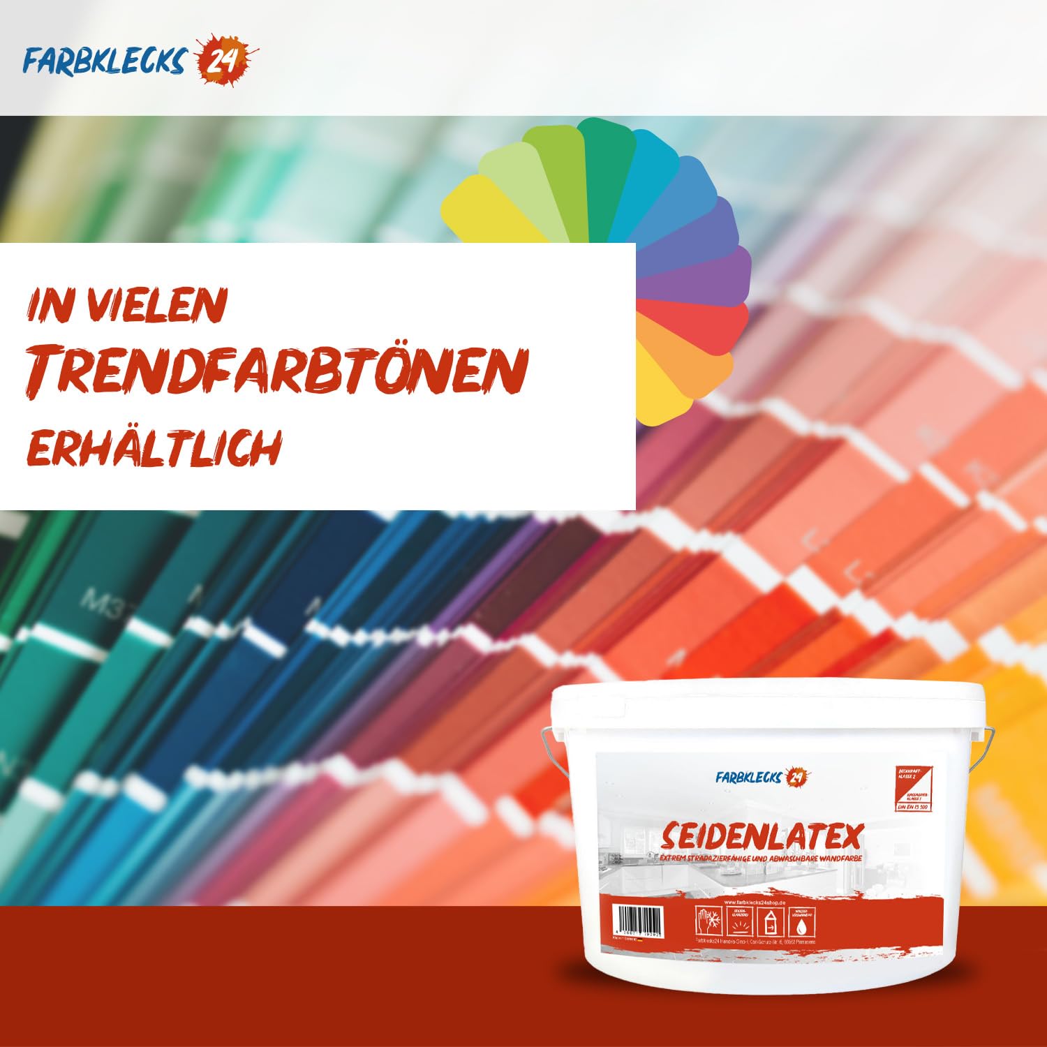 Seidenlatex Color 2,5L Grau 7-0 Latexfarbe grau, abwaschbare Wandfarbe, Küchenfarbe, Badfarbe