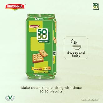 BRITANNIA Crackers 50 50 Sweet and Salty Biscuit 13.12oz (372g) - Delicious, Light & Crispy Grocery Cookies - Best Treat for Friends & Family (Pack of 1)