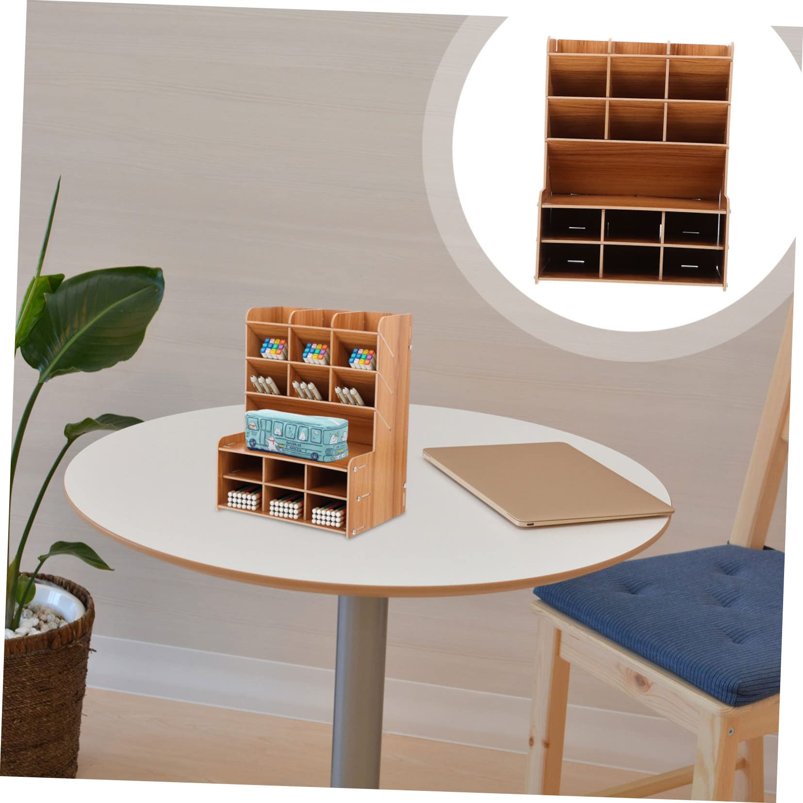 Portapenne da Scrivania in Legno Scomparti Multipli, Solido e Resistente, Organizer per Ufficio per Mantenere la Scrivania Ordinata