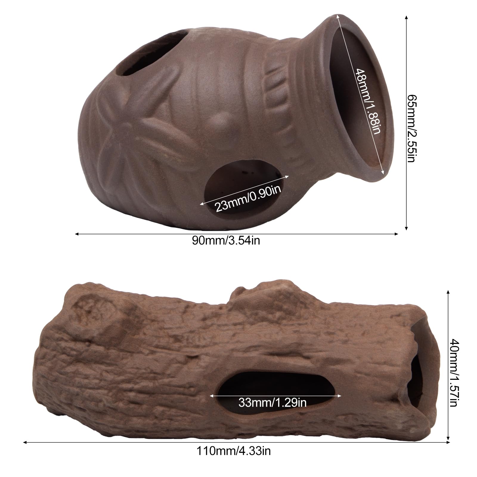 Sxutop 2 Pieces Shrimp Cave Ceramic Aquarium Decoration Cave Ceramic Spawning Caves Fish Tank Accessories Caves Aquarium Shrimp Hideout for Fish Tank Landscape Decoration - Image 2
