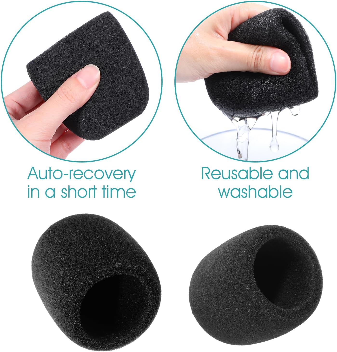 Microphone Cover, 2PCS Foam Mic Covers Black Microphone Windscreen Pop Filter Covers Microphones Accessories for Most Standard Handheld Microphones - Image 5