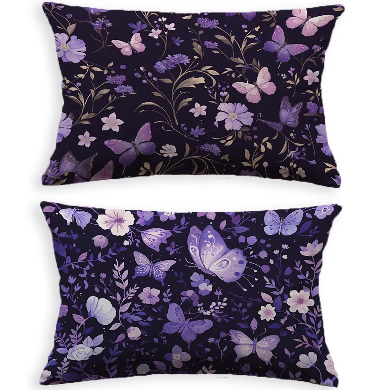Taie oreiller 40x60cm violette en velours pour créer un salon cosy et chaleureux en automne
