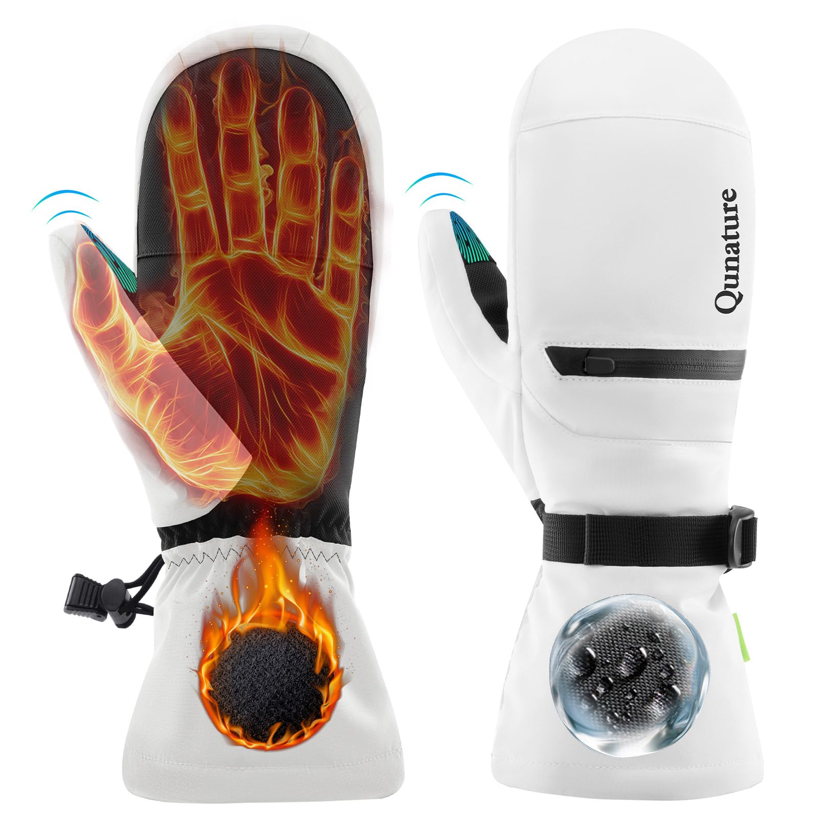 Guanti da Sci Invernali, Guanti a Dita Piene Impermeabili, Guanti Sportivi Antivento Caldo, Funzione Touchscreen, Guanti per Attività all'Aperto Come Sci, Snowboard, Escursionismo