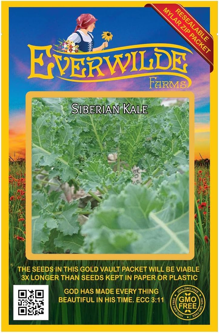 Everwilde Farms - 1 Lb Siberian Kale Seeds - Gold Vault