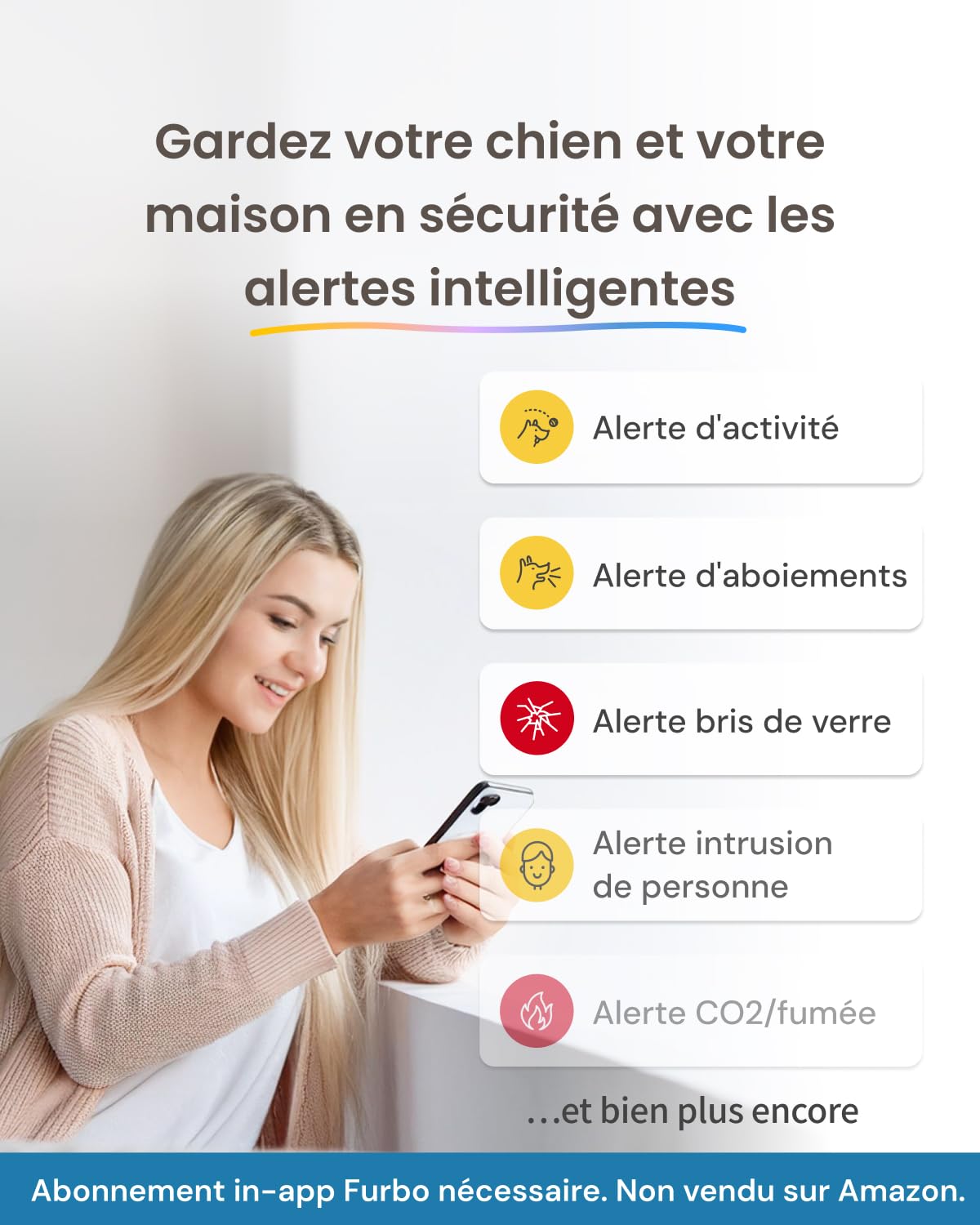 Furbo Caméra pour Chien 360° HD Intelligente avec Vision Nocturne, Suivi Auto, Lancer de Friandises, Alerte Aboiement