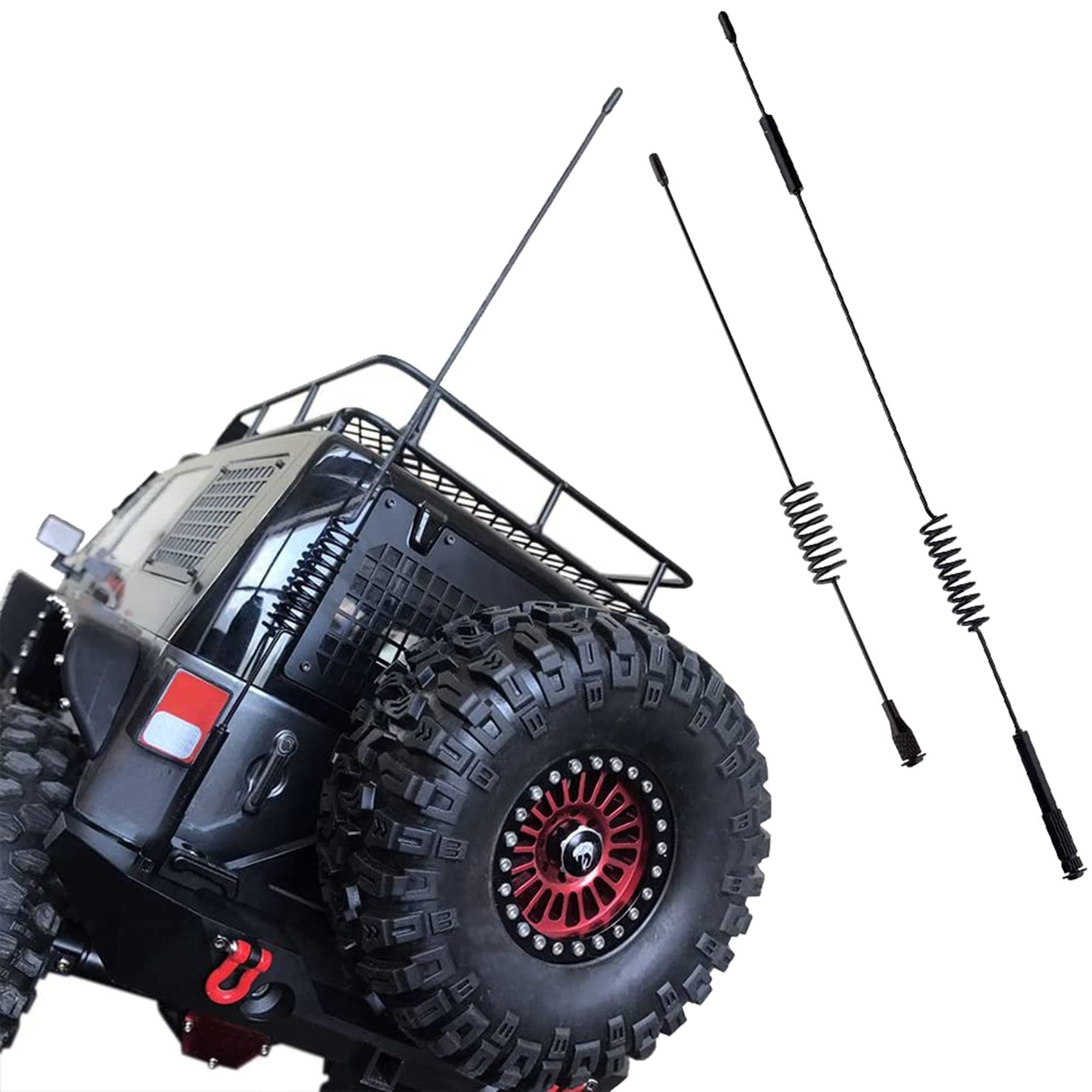 Hbaebdoo 6X 1/10 Scale RC Crawler 11.4Inch and 6.3Inch Metal Antenna,Accessories for -4 D90 Axial SCX10 90046