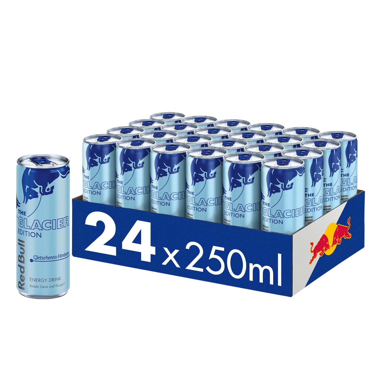 LIMITIERT: Red Bull Energy Drink Glacier Edition - 24er Palette Dosen - Getränke mit Gletschereis-Himbeere-Geschmack, EINWEG (24 x 250 ml)