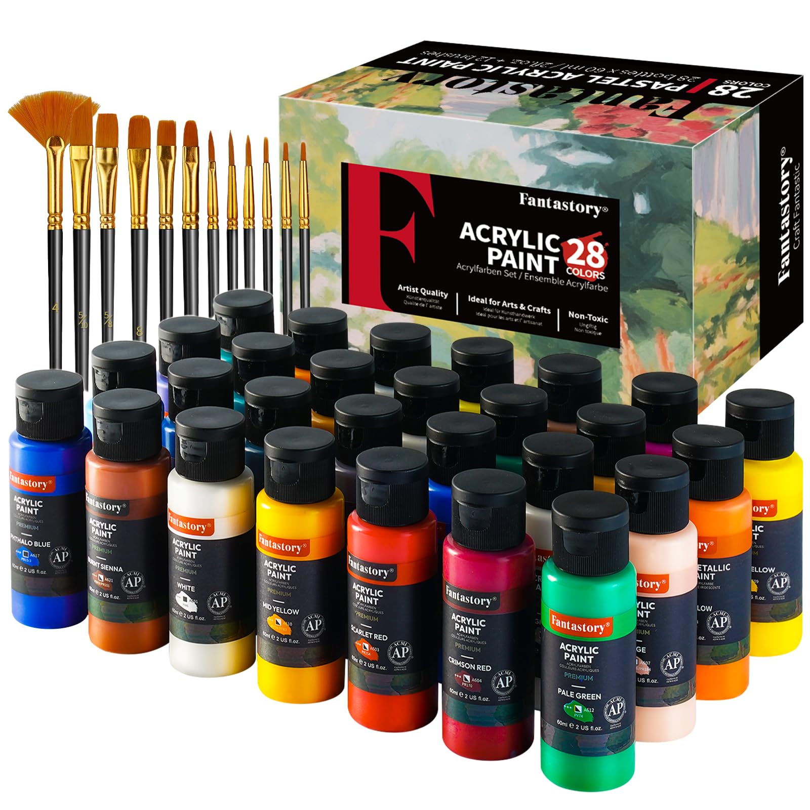 fantastory Acrylic Paint Set (28 classic colors x 60ml)