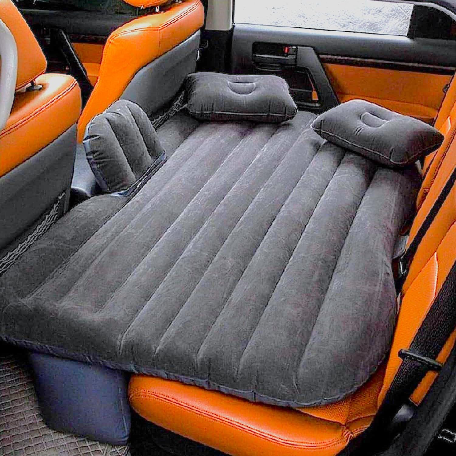 Portable Inflatable Car Bed Sofa with 2-in-1 Electric Pump | Soft Plush Air Lounge Recliner Back Seat Mattress for Travel, Camping, Beach, Road Trips & Relaxation-image-43